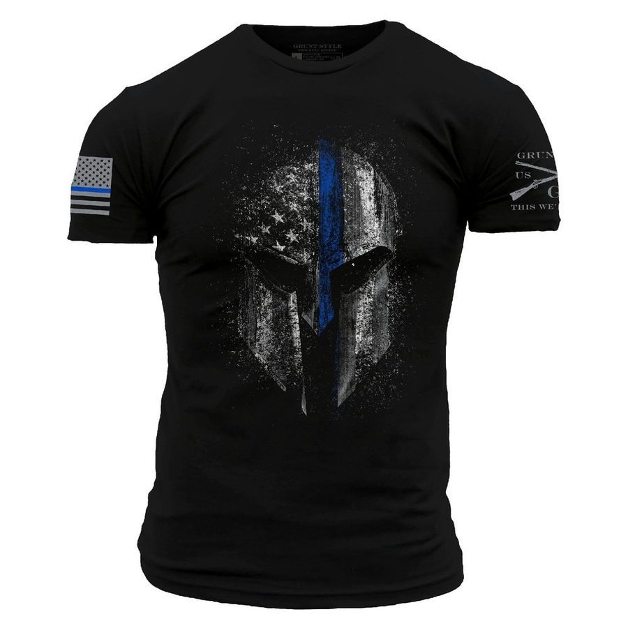 Spartan Blue Line T-Shirt - Black