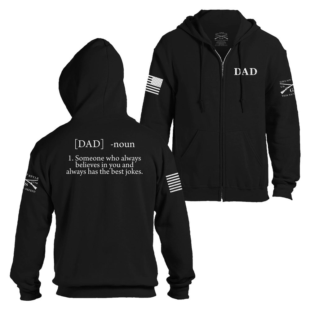 Men's Black Full-Zip Dad Hoodie