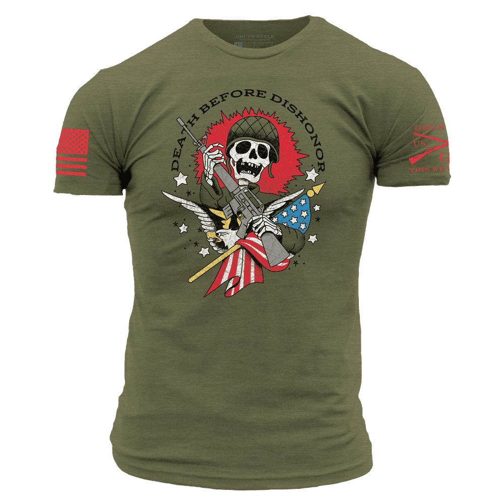 Military Green Death Before Dishonor Tee