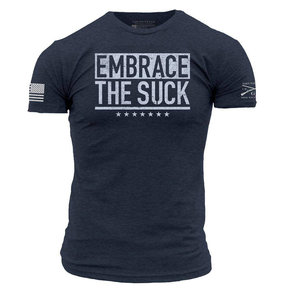 Embrace The Suck Navy T-Shirt - Motivational Tee