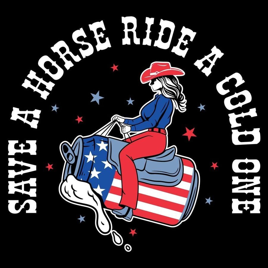 Women's Black Boyfriend Fit Save a Horse Tee