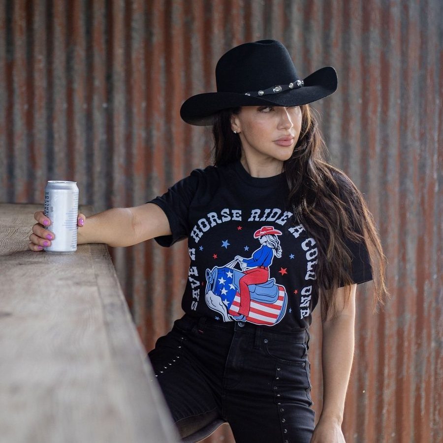 Women's Black Boyfriend Fit Save a Horse Tee