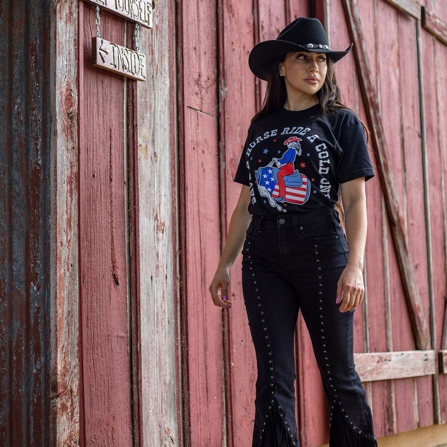 Women's Black Boyfriend Fit Save a Horse Tee