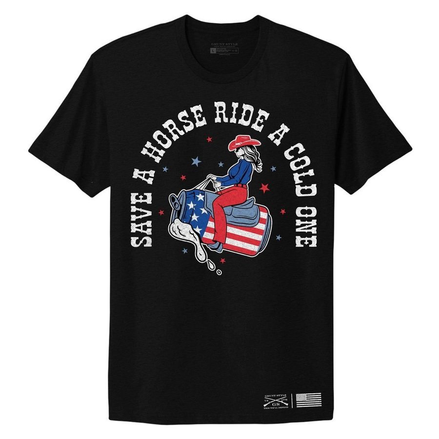Women's Black Boyfriend Fit Save a Horse Tee