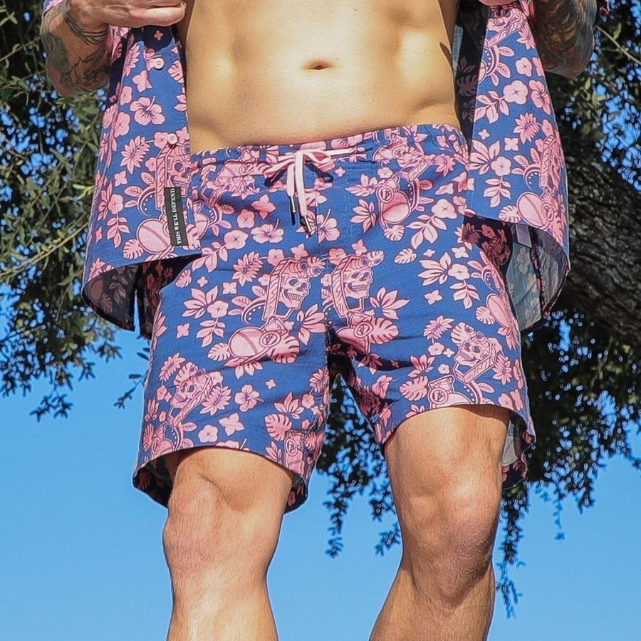 Tropical Death Navy/Pink Casual Getaway Shorts