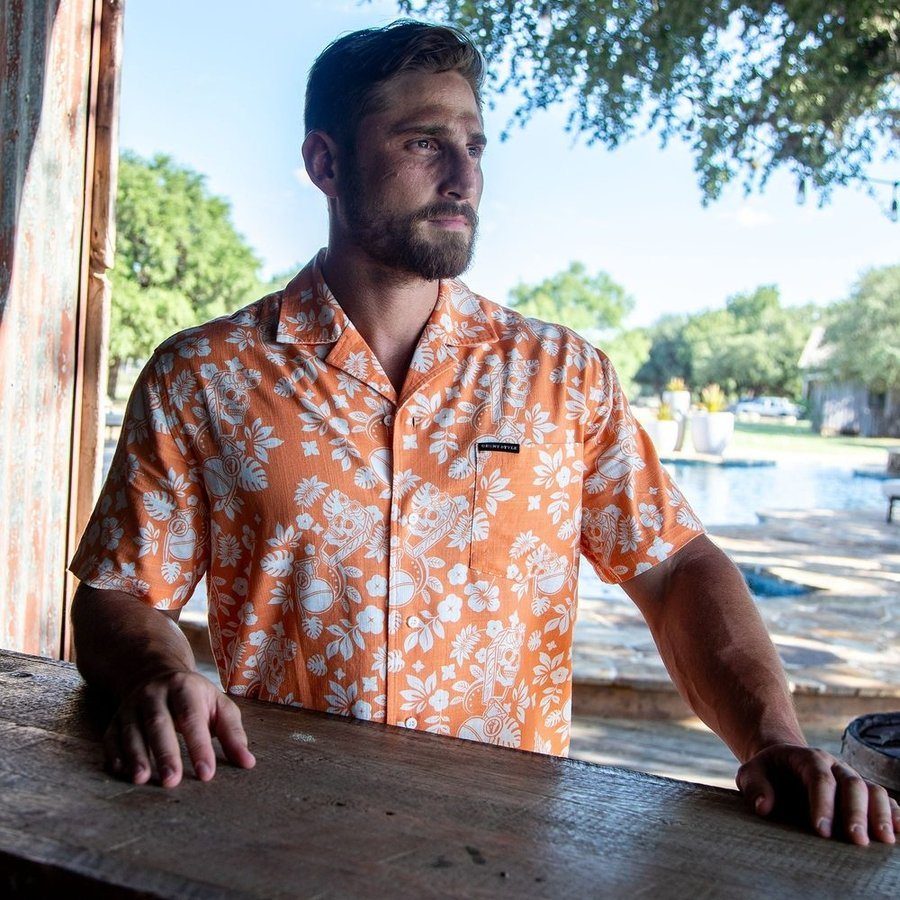 Tropical Death Button Down Shirt - Apricot Crush
