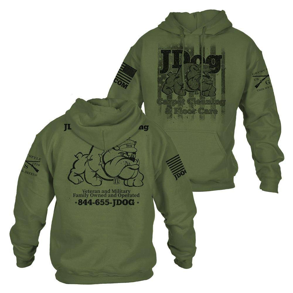 Military Green Work Hoodie for Carpet Cleaning Pros