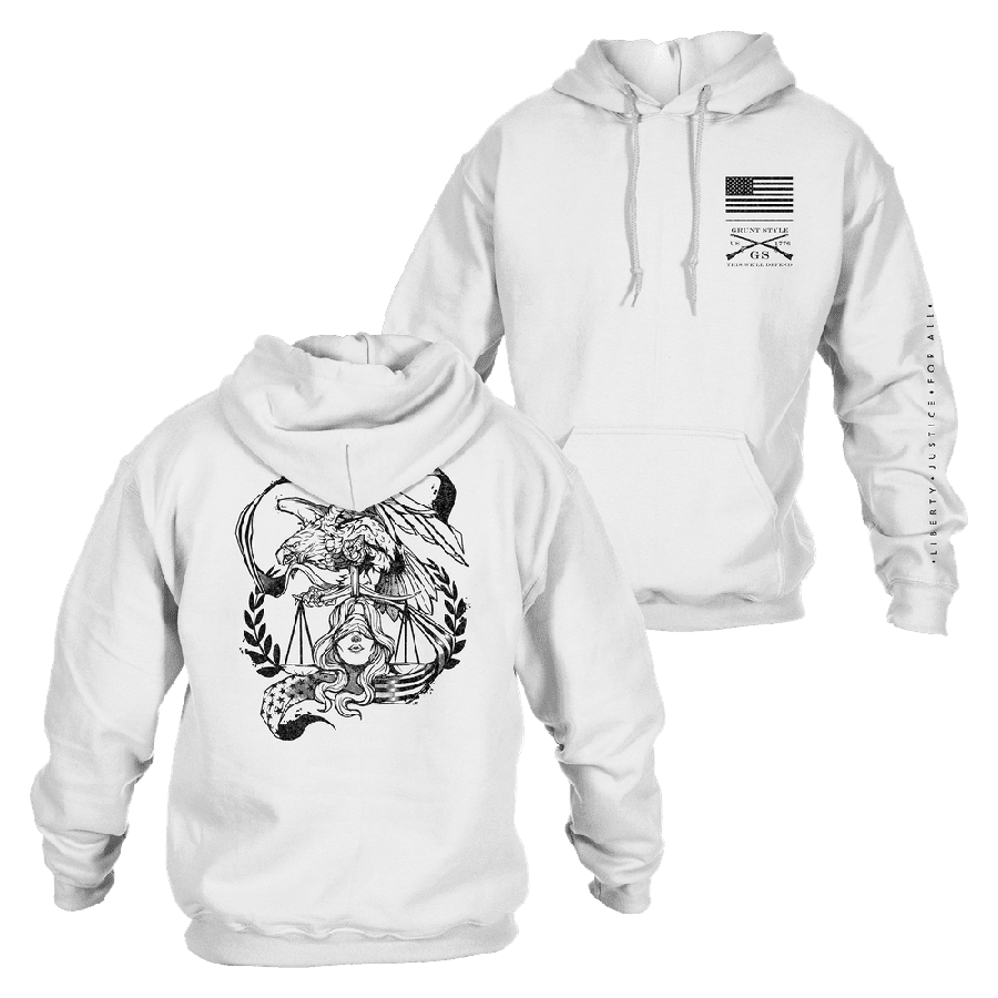 White Liberty & Justice Zip Hoodie