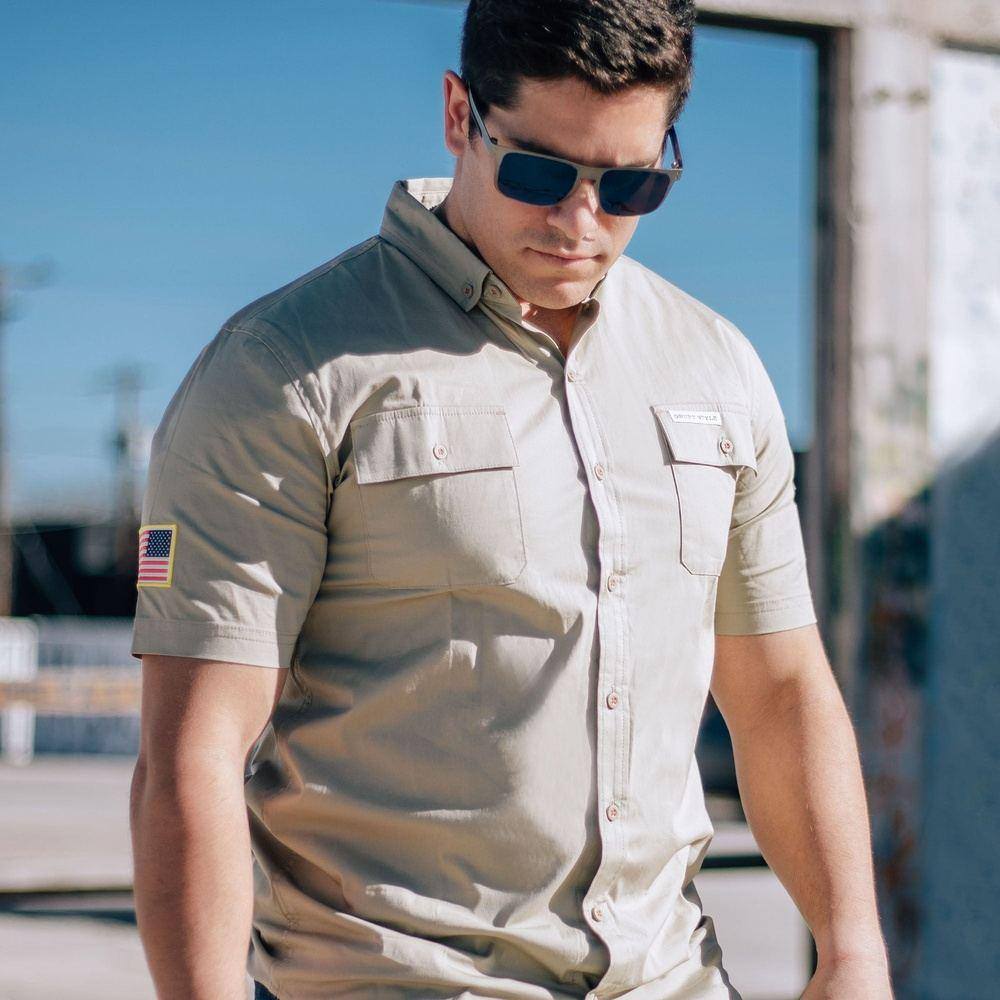 Men's Tan Garage Shirt - Casual Button Down