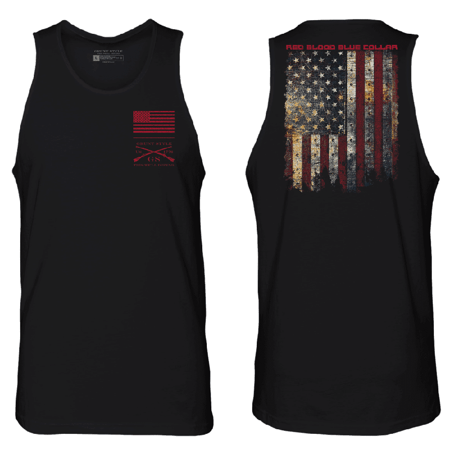 Black Red Blood Blue Collar® Work Tank Top