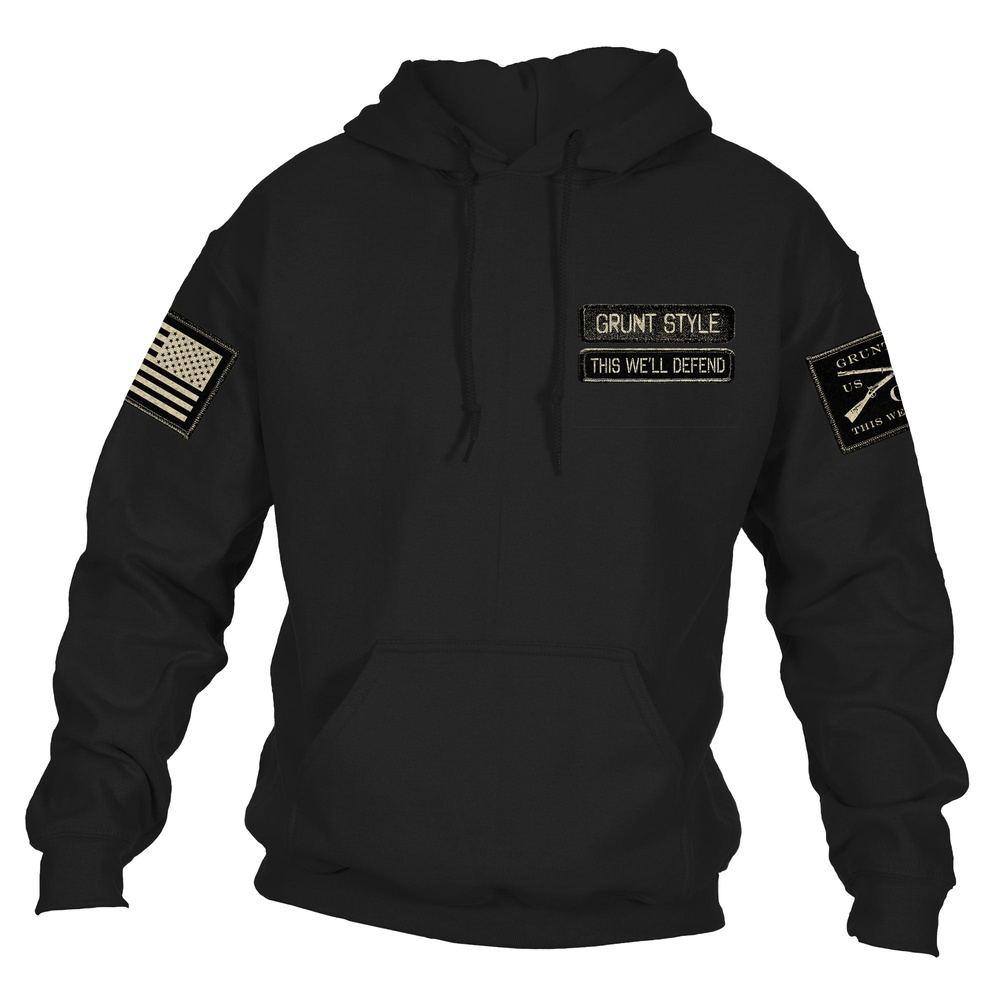 Black Name Tape Hoodie - Stylish & Customizable