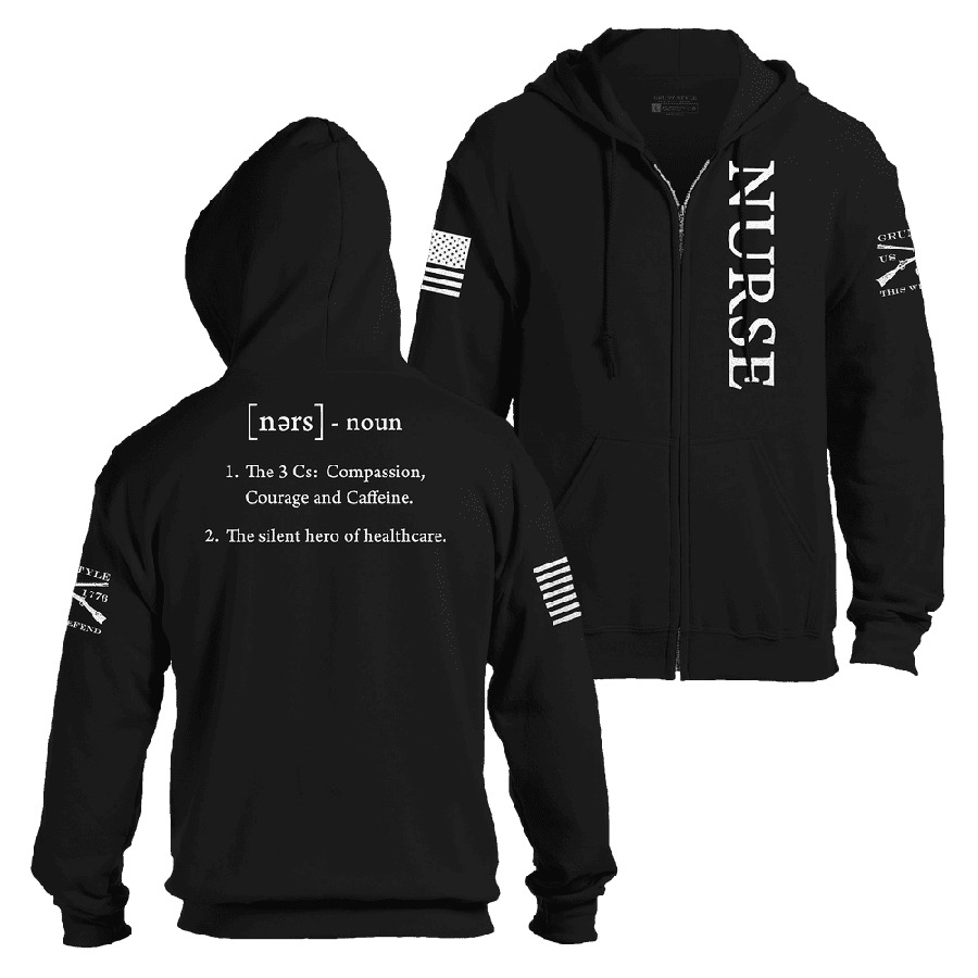 Black Full-Zip Nurse Hoodie – Comfort & Style