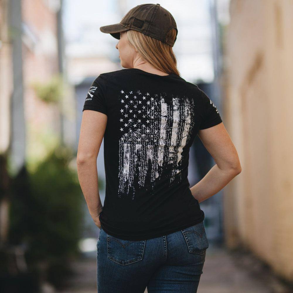 Black 1776 Flag V-Neck for Women