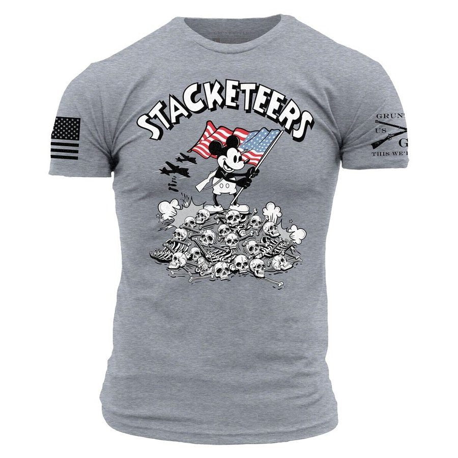 Dark Heather Gray Stacketeers Tee - Soft Cotton T-Shirt