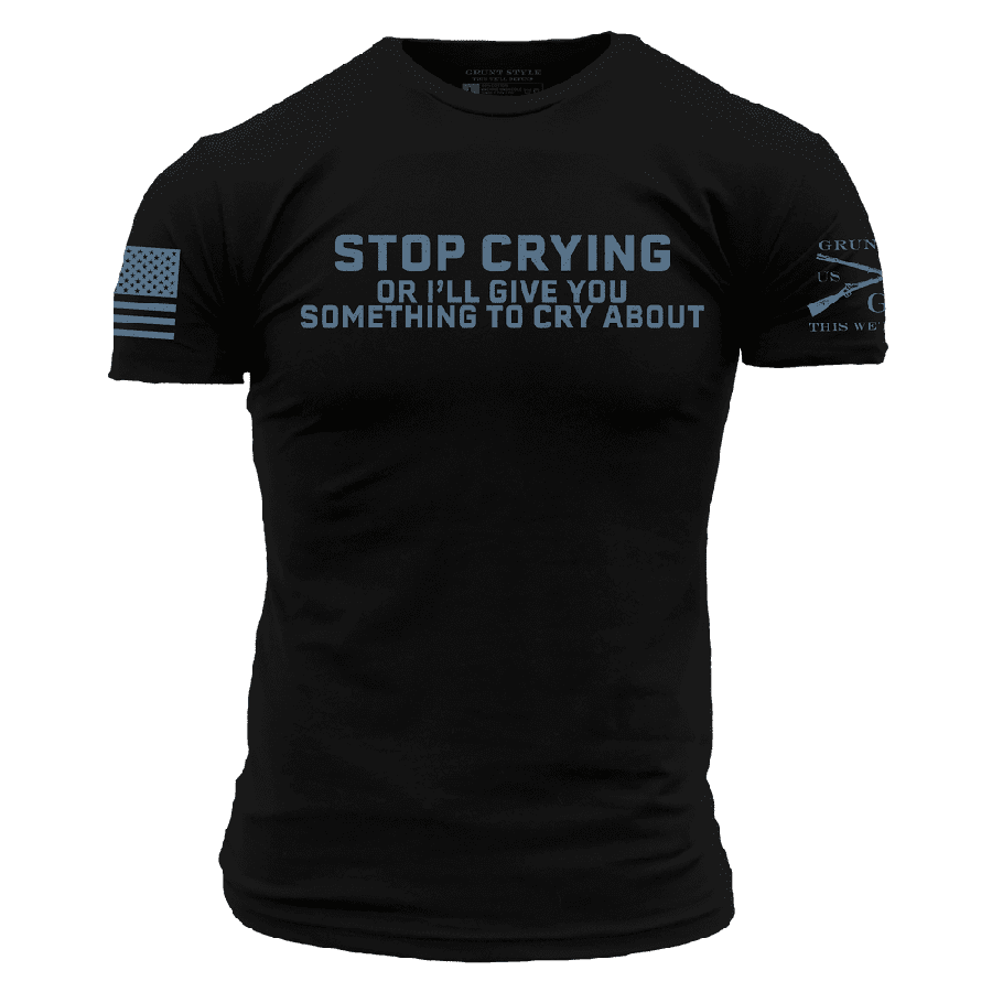 Black Stop Crying Graphic Tee