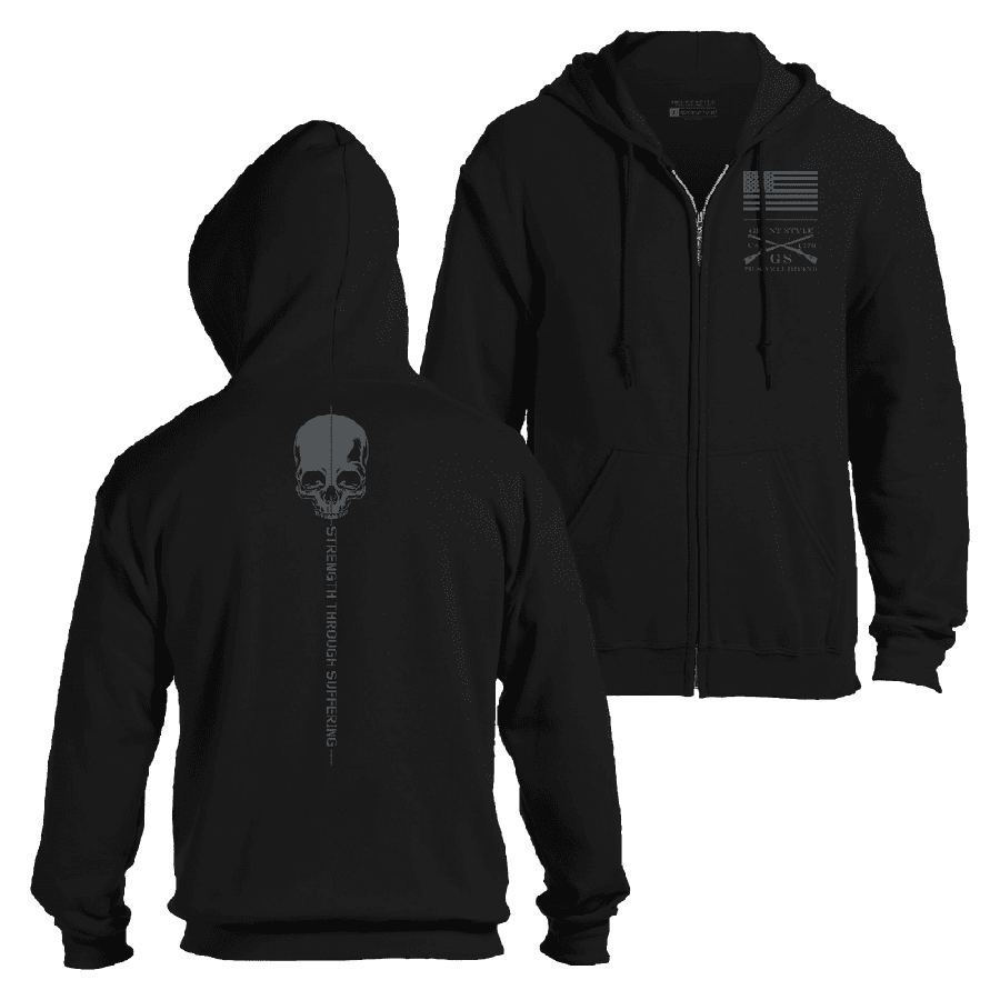 Black Full-Zip Strength Through Suffering Hoodie