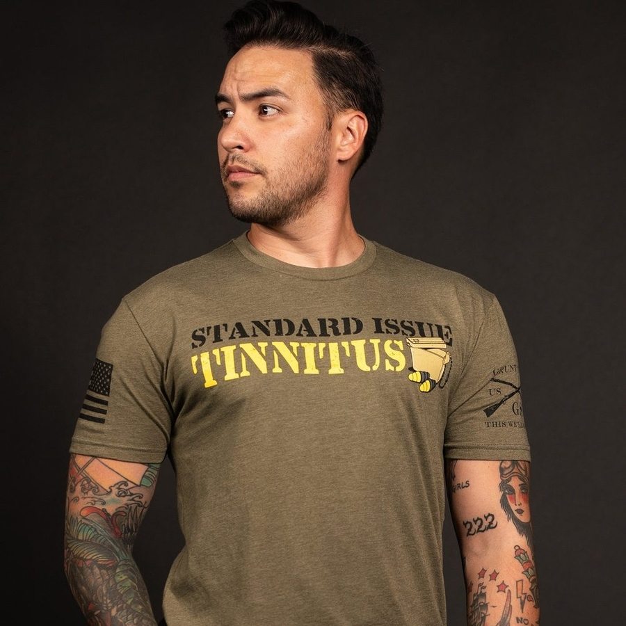 Military Green Tinnitus Awareness T-Shirt