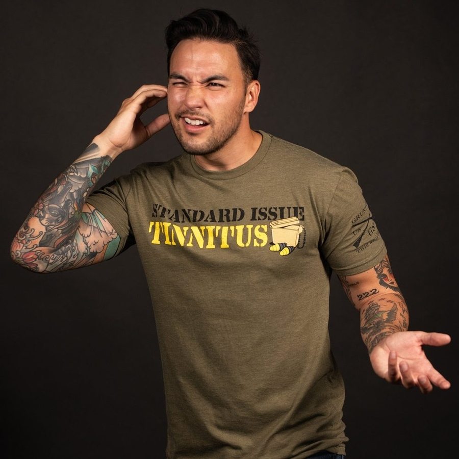 Military Green Tinnitus Awareness T-Shirt