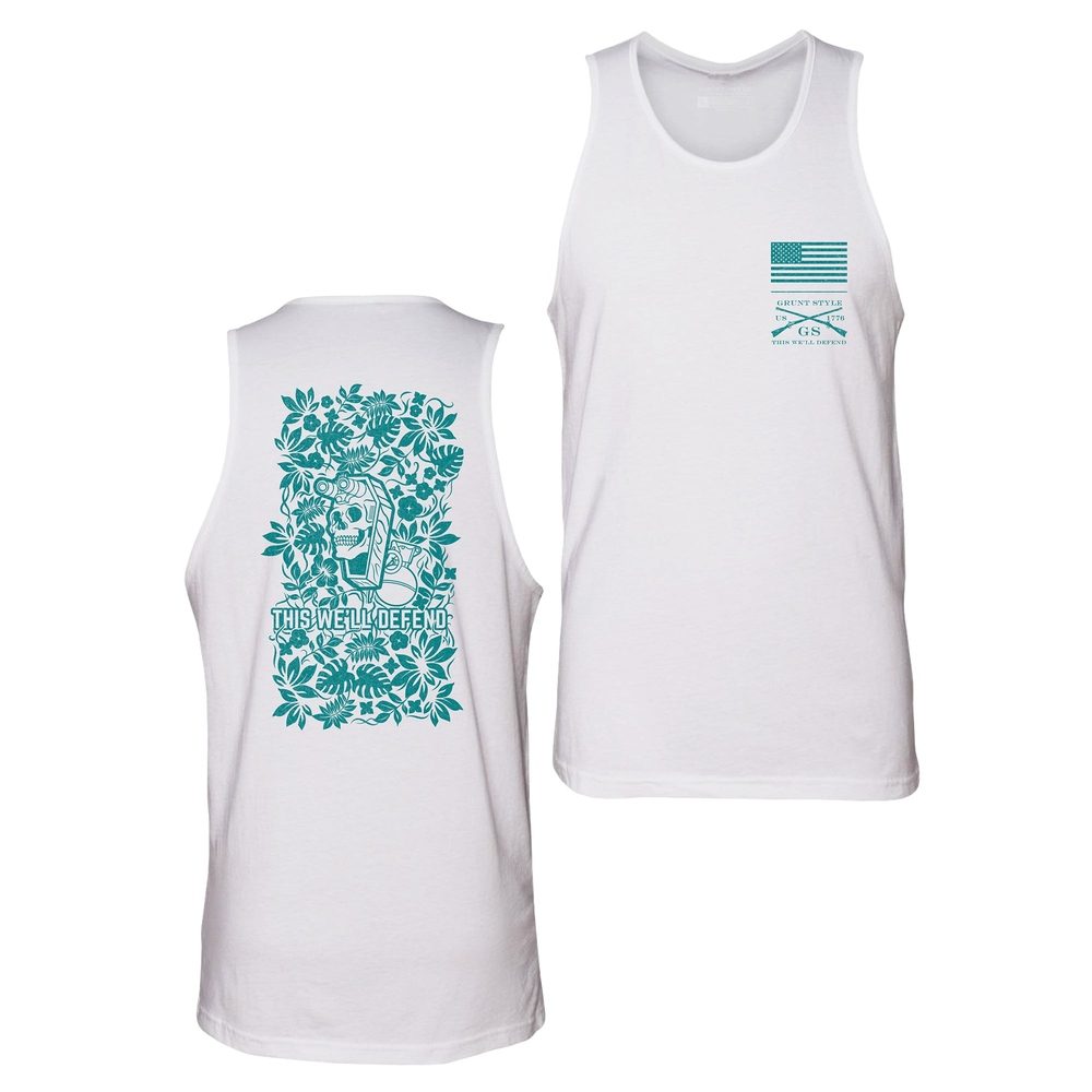 White Tropical Death Aqua Tank - Stylish Swimwear