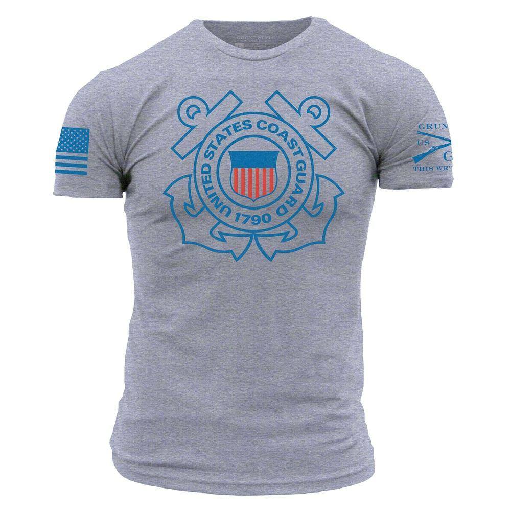 USCG Logo Heather Grey Cotton T-Shirt