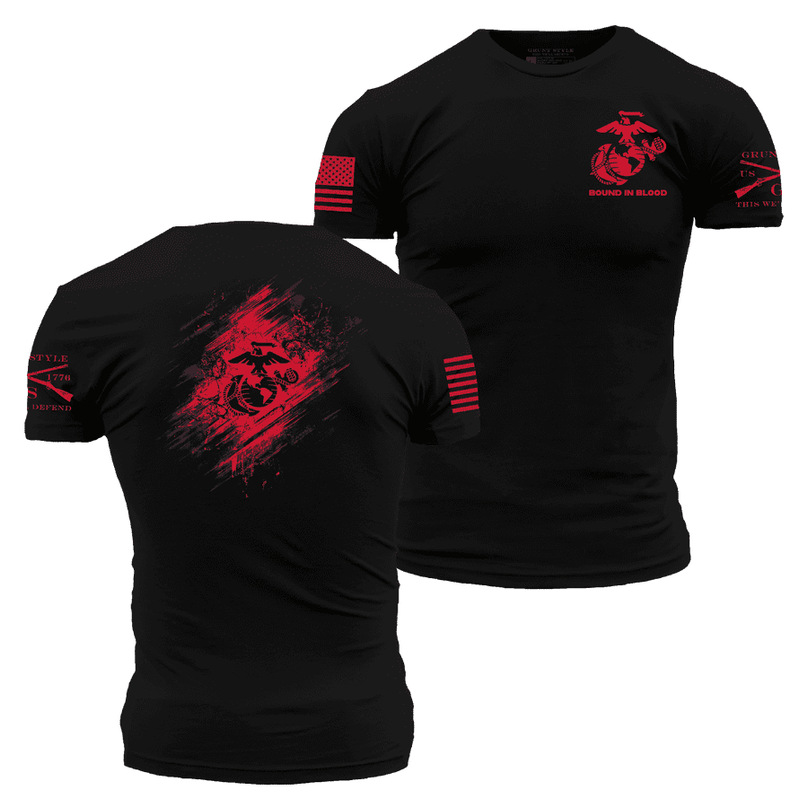 USMC Bound In Blood Tee - Black Military Shirt