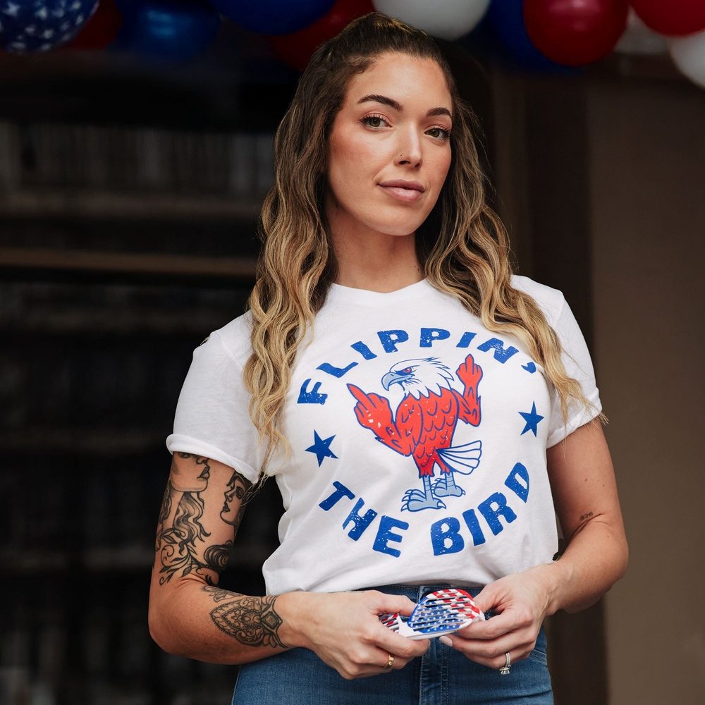 Women's Sassy Boyfriend Tee - Flippin' The Bird Design