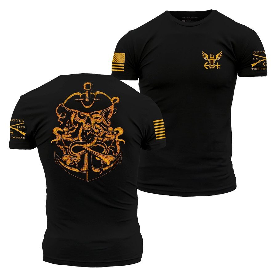 USN Ghost Pirate Tee - Black Graphic T-Shirt