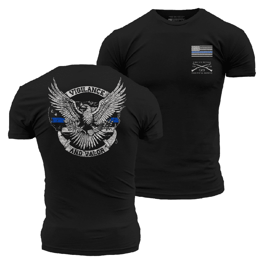 Black Vigilance and Valor Graphic Tee