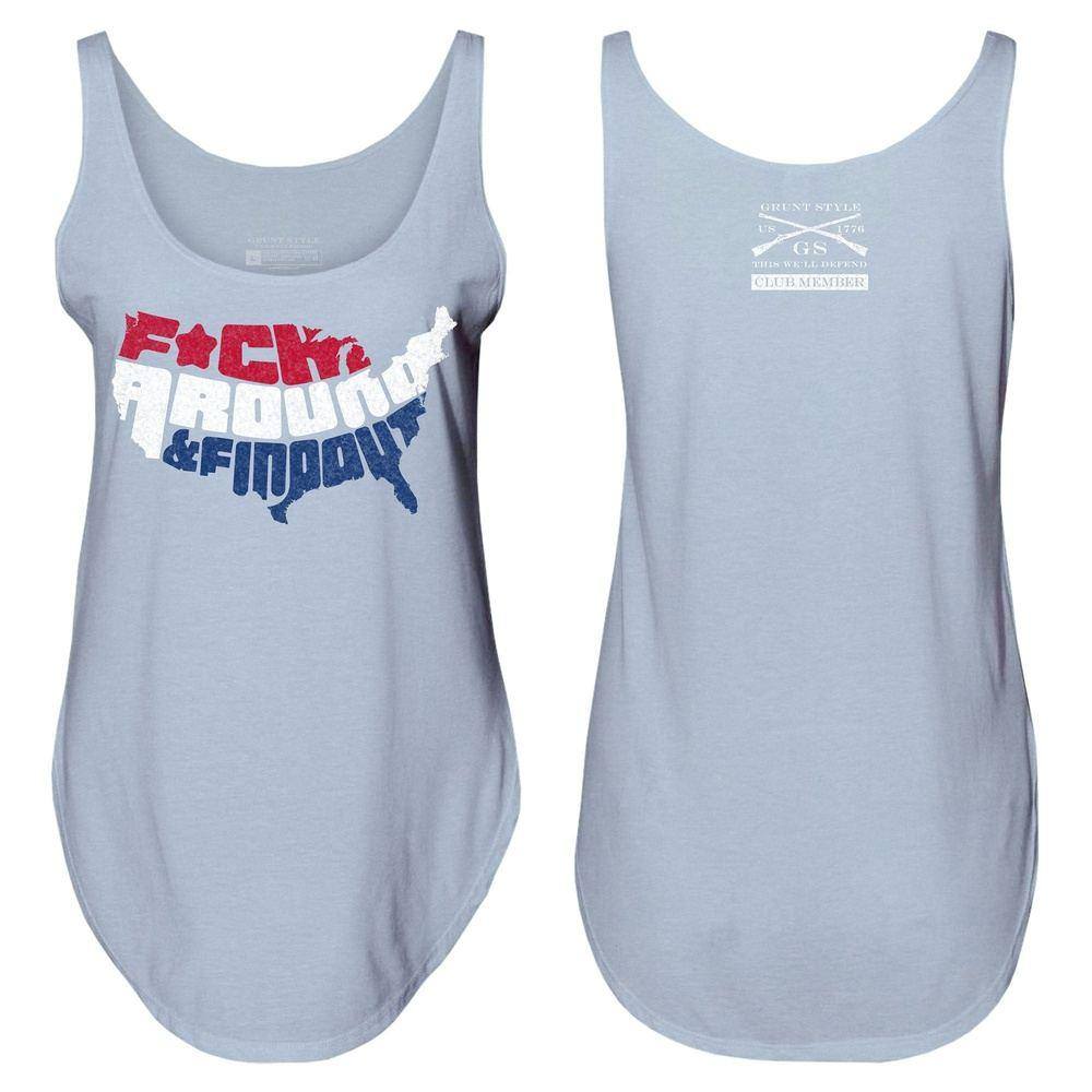 Stonewash Denim Slogan Tank for Women