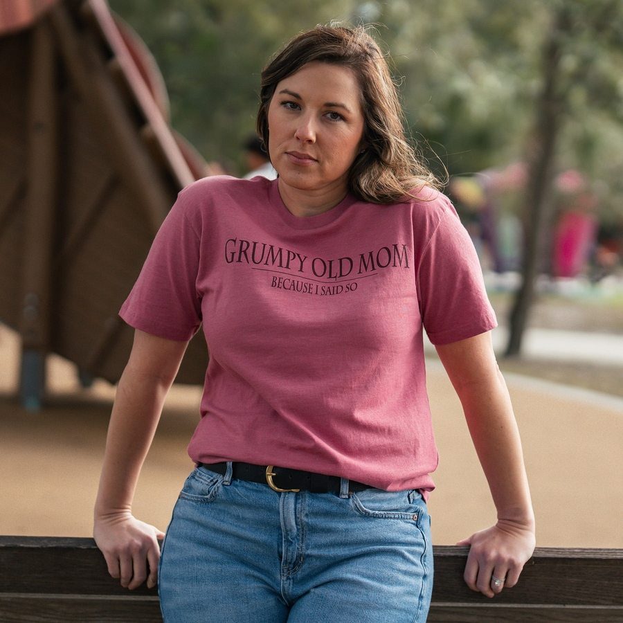 Grumpy Old Mom Boyfriend Tee - Heather Mauve