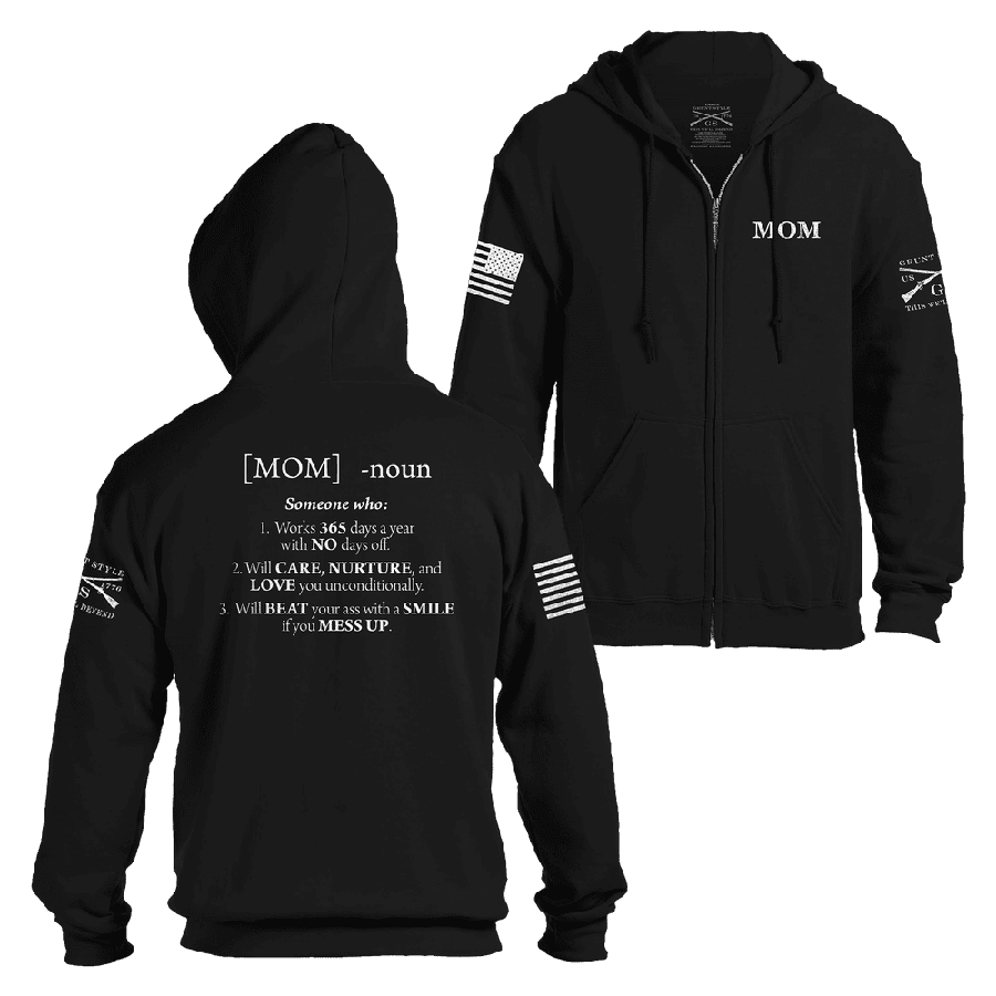 Black Full-Zip Mom Hoodie - Comfort & Style