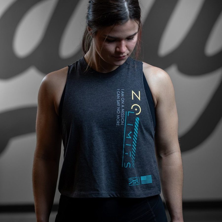 Dark Heather Gray Cropped Racerback Tank for Women