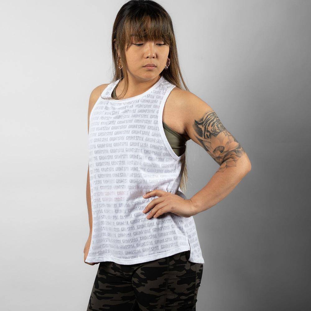 White Burn Out Tank Top for Women
