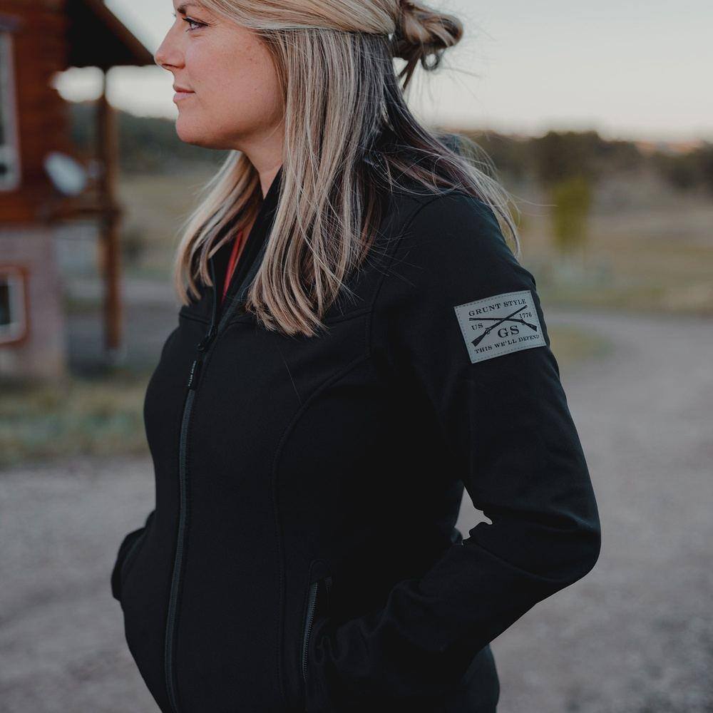 Black Women's Soft Shell Hooded Jacket