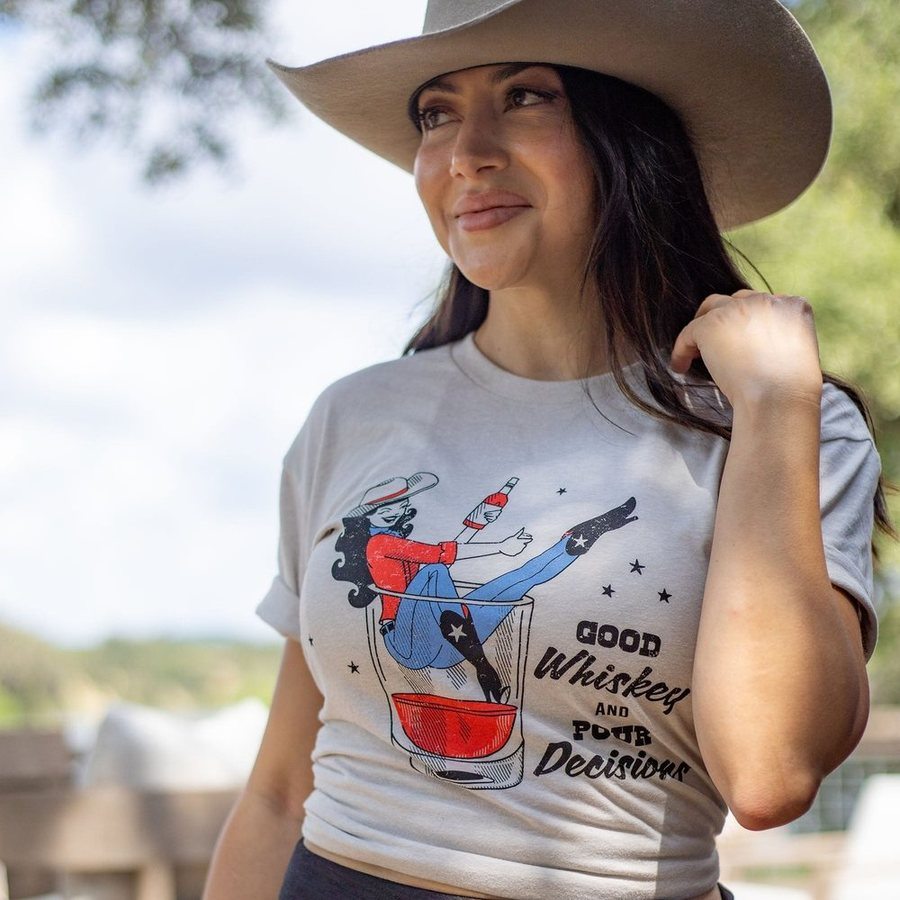 Whiskey Cowgirl Relaxed Fit Tee - Sand