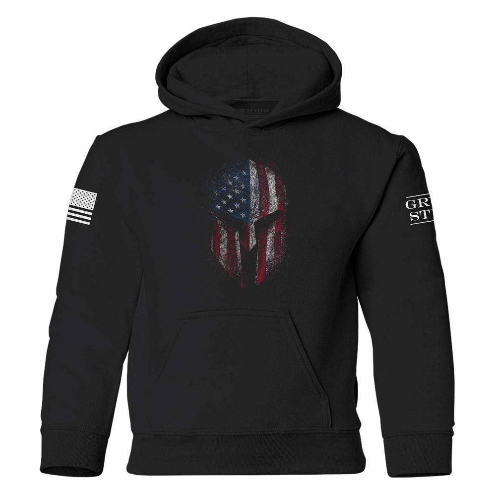Black Spartan Hoodie for Youth