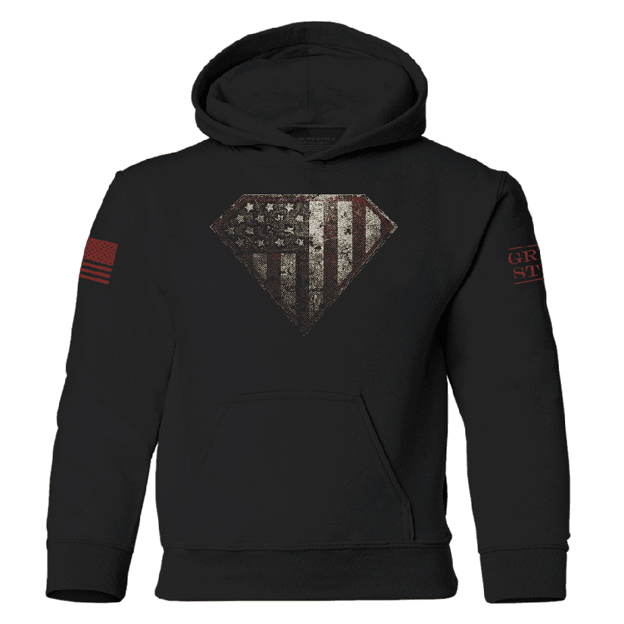 Black Super Patriot Hoodie for Youth