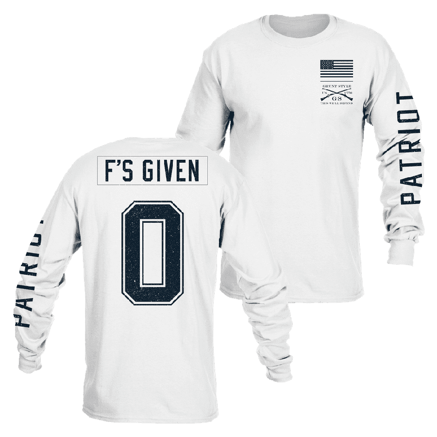 White Zero F's Given Long Sleeve Tee