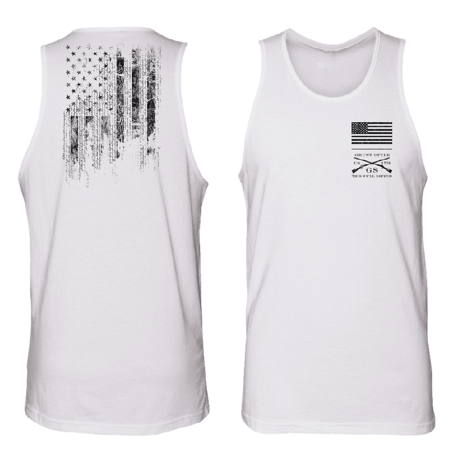 White 1776 Flag Graphic Tank Top
