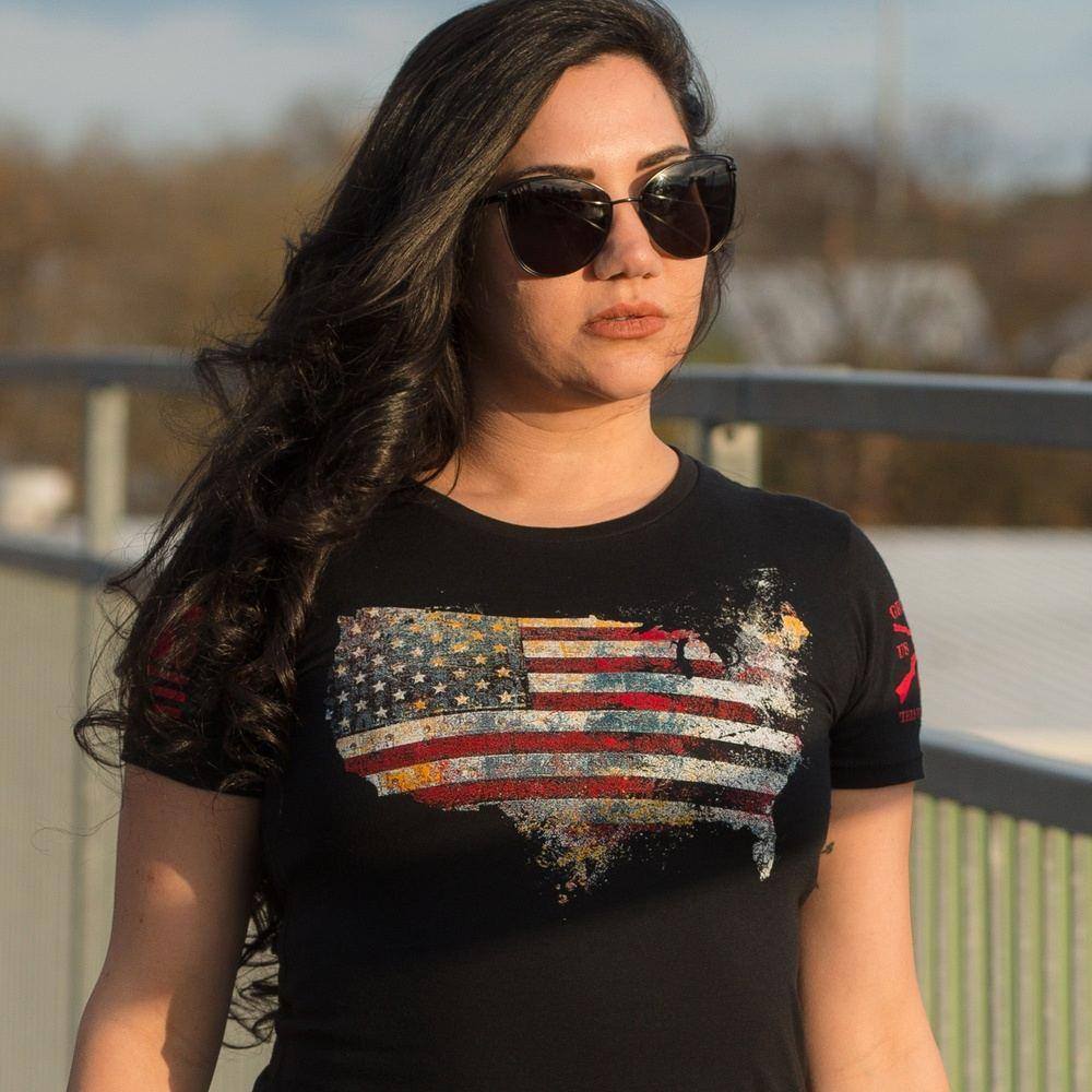Blood Nation Women's Slim Fit Black Tee